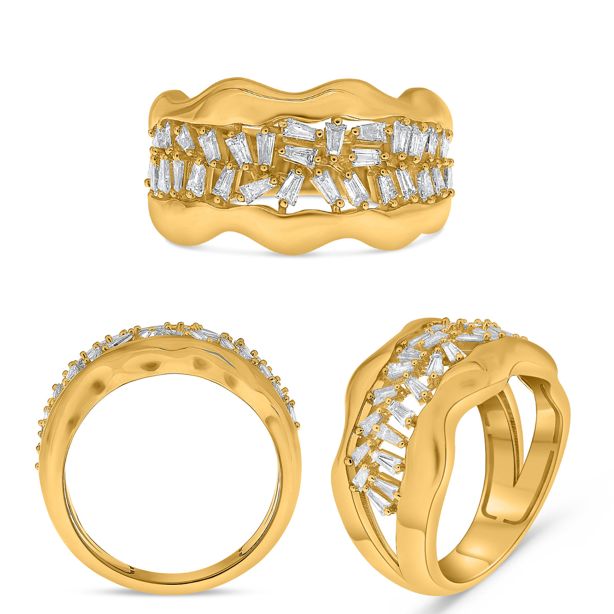 14K Yellow Gold Baguette Diamond Ring