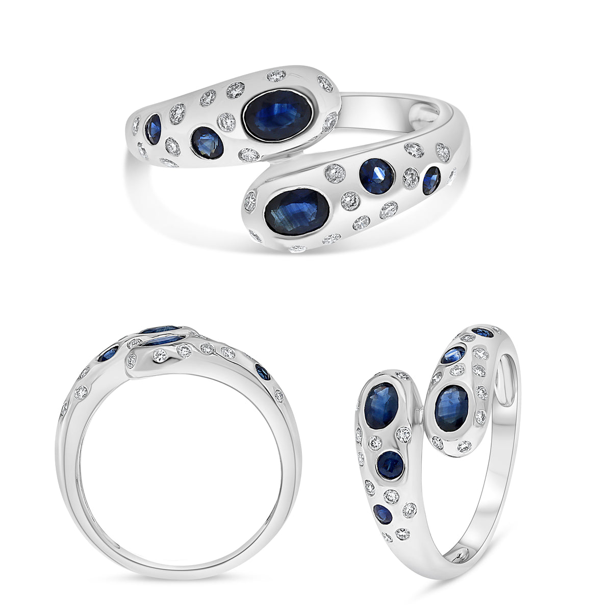14K White Gold Oval Sapphire Ring