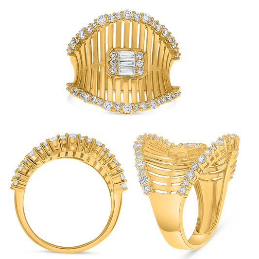 14K Yellow Gold Round Diamond Ring