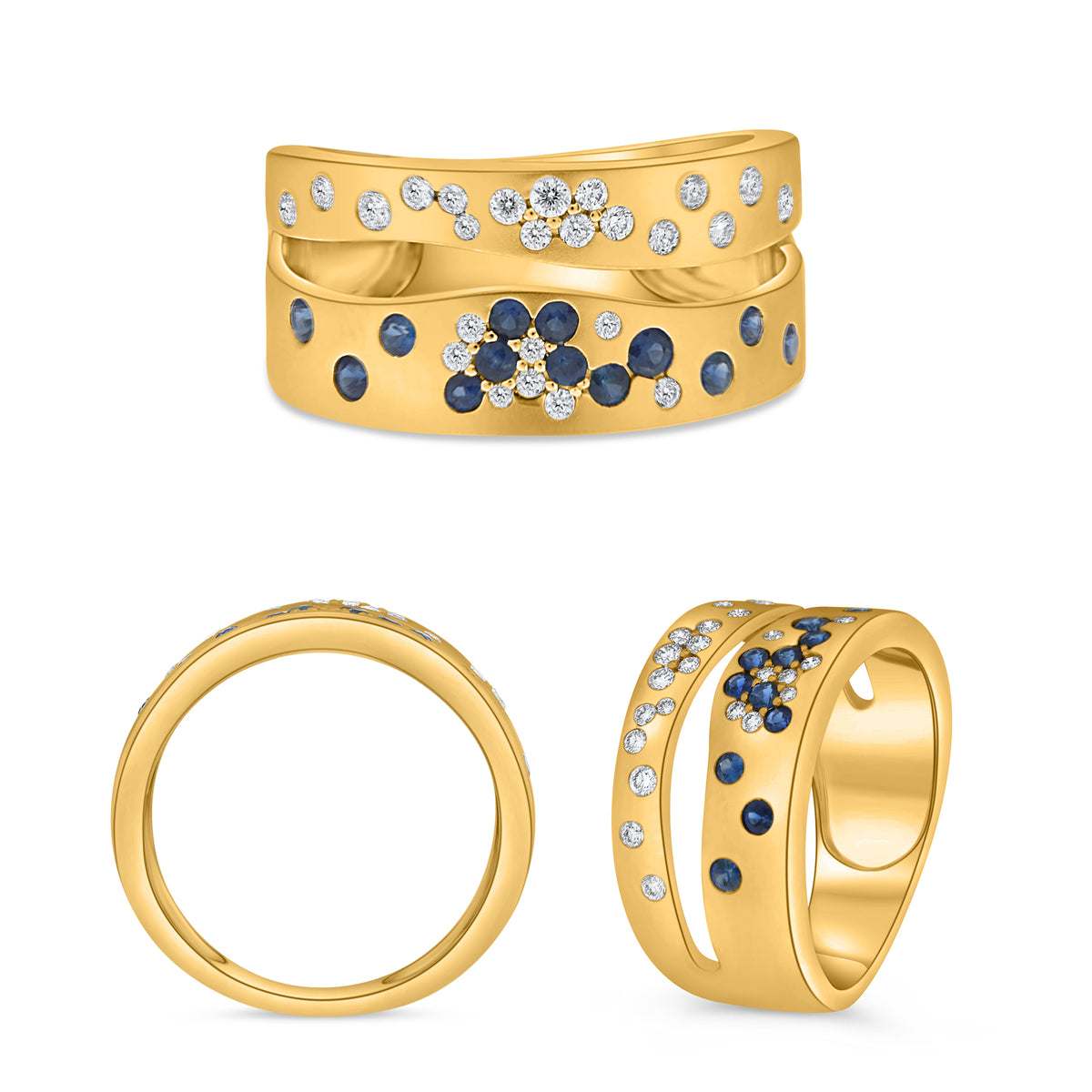 14K Yellow Gold Round Sapphire Ring