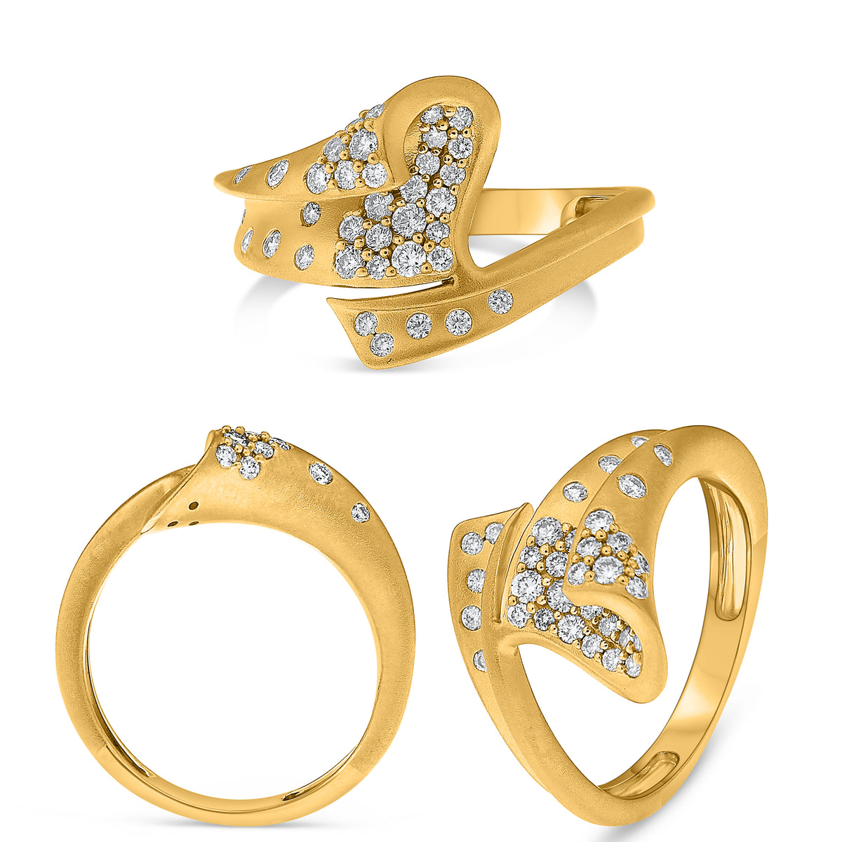 14K Yellow Gold Round Diamond Ring