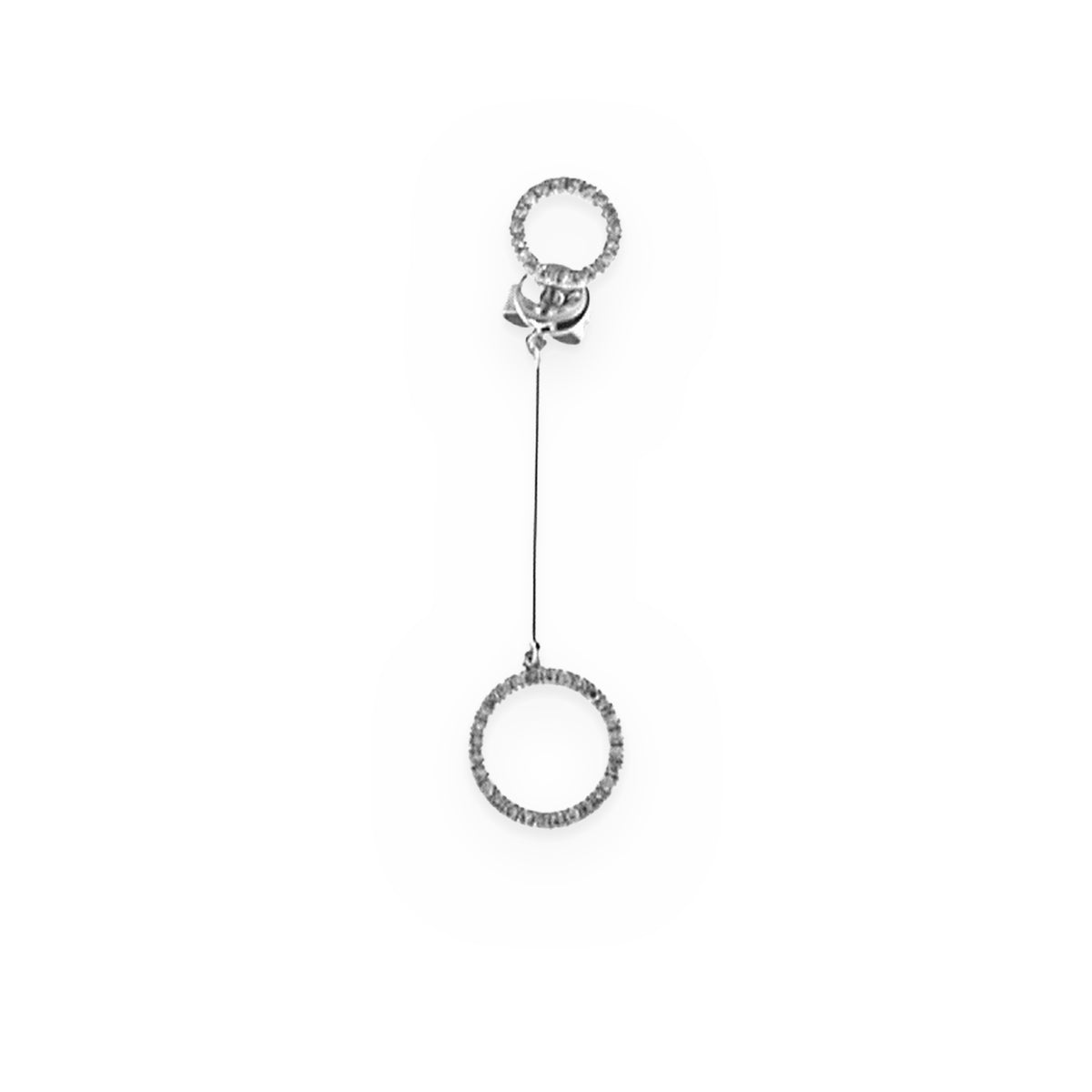 White gold diamond circle drop earring, single earring shown