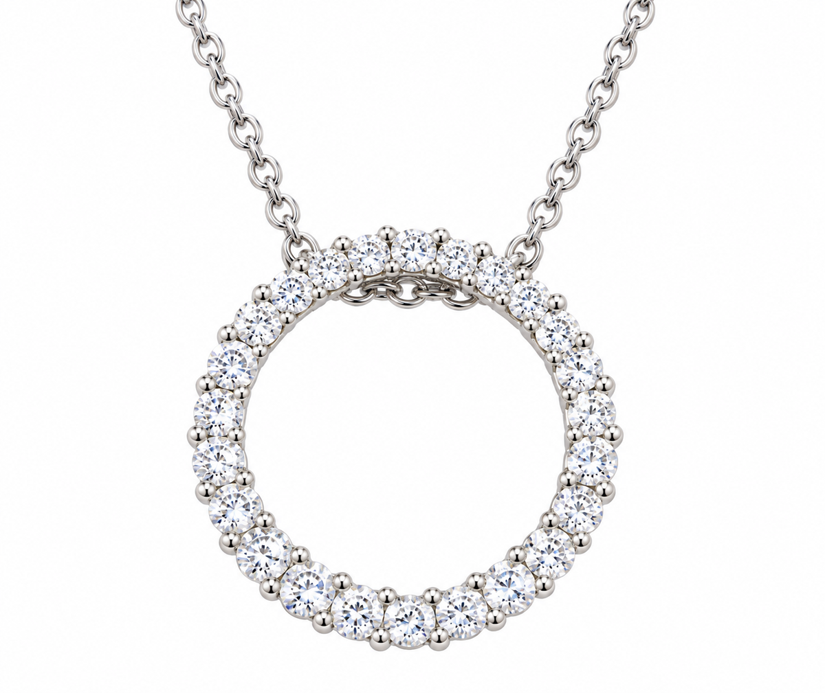 Graduated Diamond Circle of Life Necklace in 14K White Gold – 0.47 CT TW