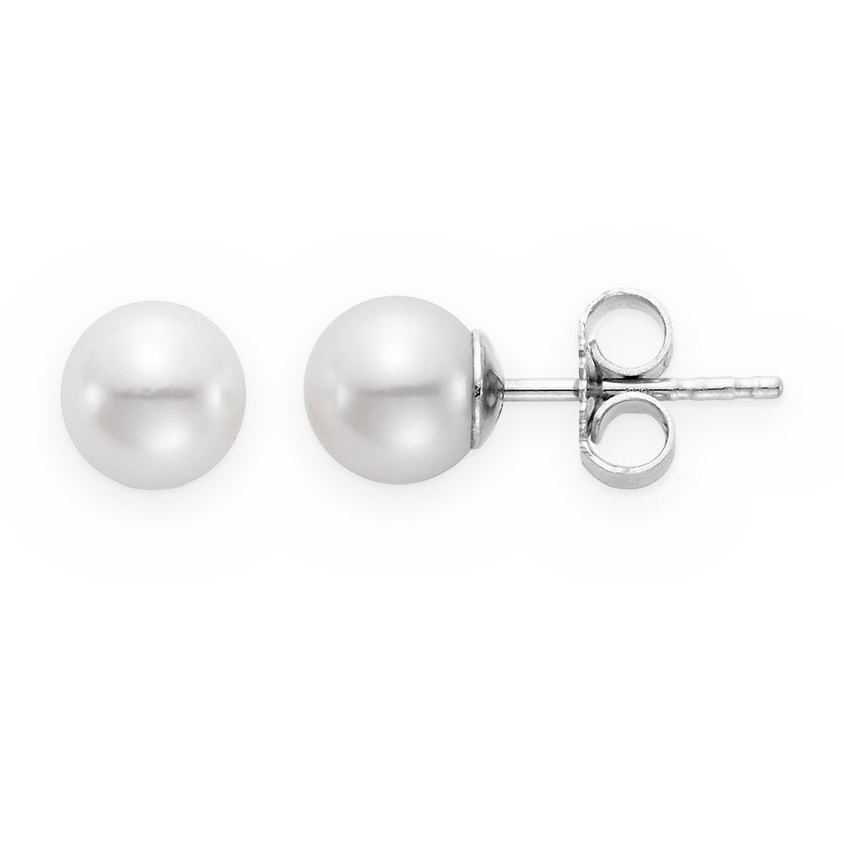 Pair of white gold cultured pearl stud earrings