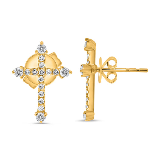 14K Yellow Gold Diamond Earrings