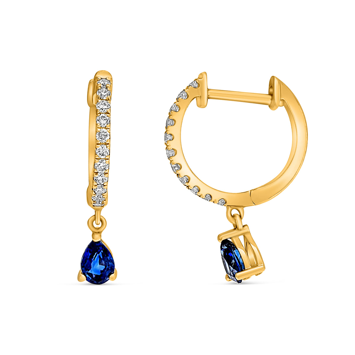 14K Yellow Gold Pear Sapphire Earrings