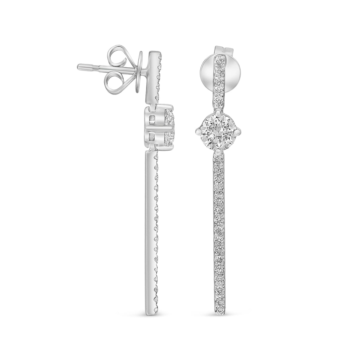 14K White Gold Round Diamond Earrings