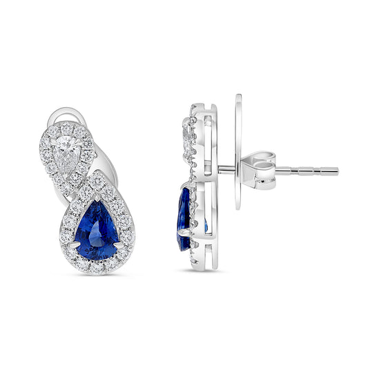 14K White Gold Pear Sapphire Earrings