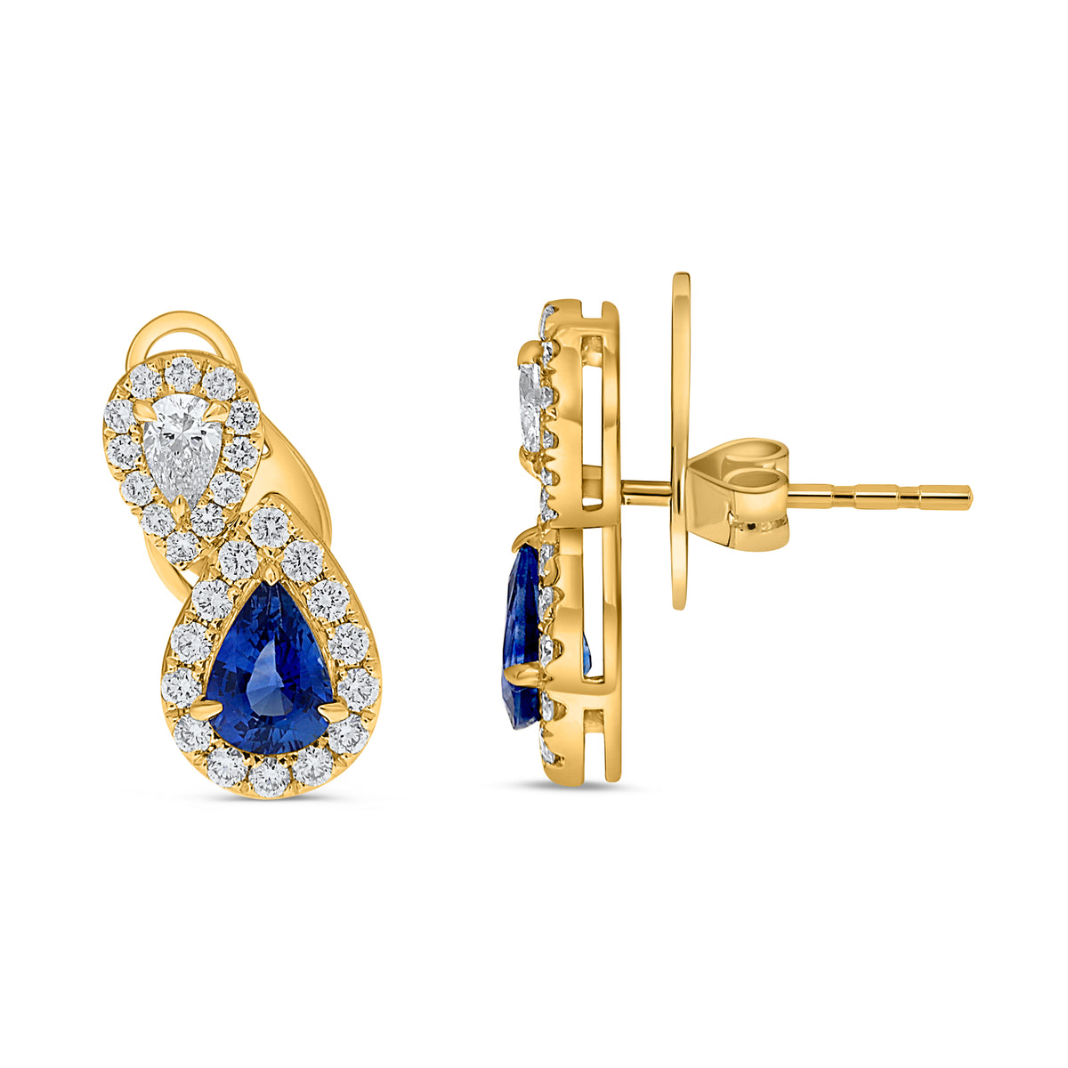 14K Yellow Gold Pear Sapphire Earrings