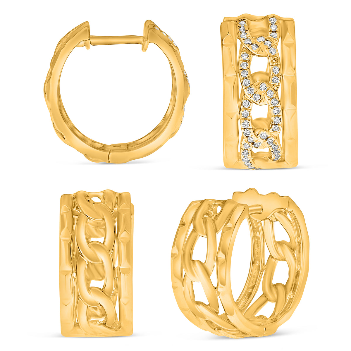14K Yellow Gold Round Diamond Earrings