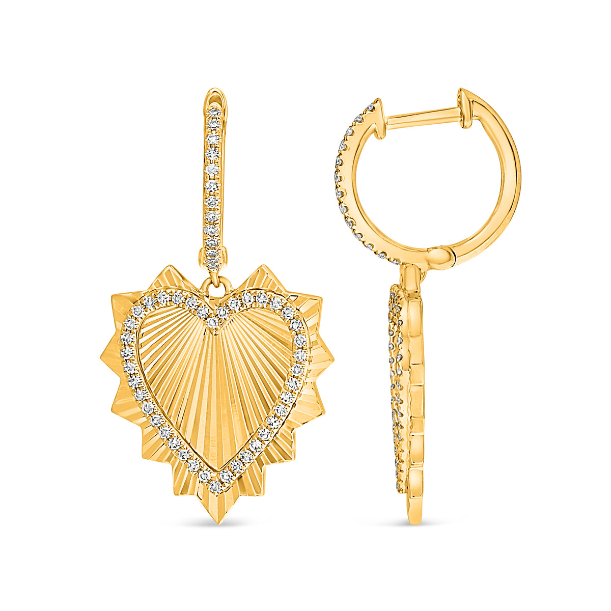 14K Yellow Gold Round Diamond Earrings
