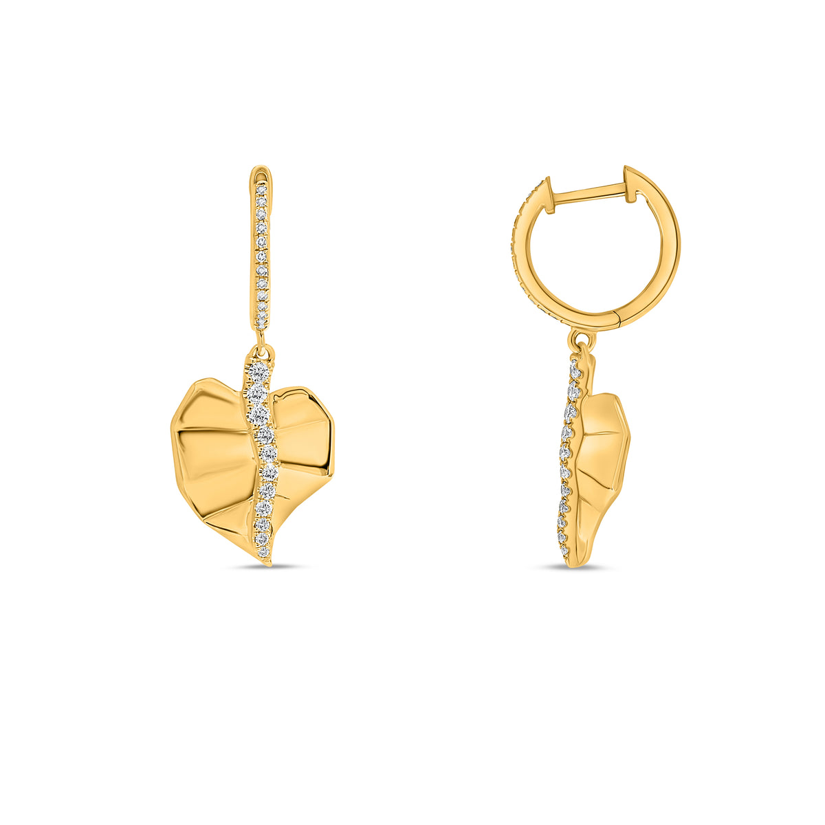 14K Yellow Gold Round Diamond Earrings