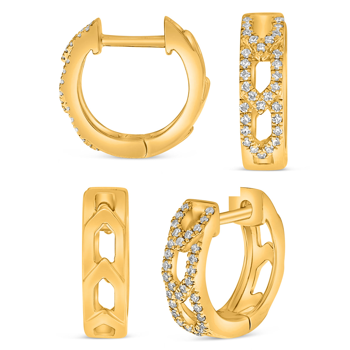 14K Yellow Gold Round Diamond Earrings