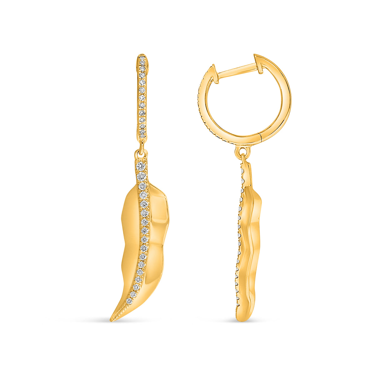 14K Yellow Gold Round Diamond Earrings
