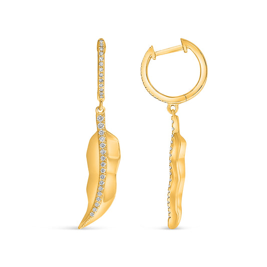 14K Yellow Gold Round Diamond Earrings