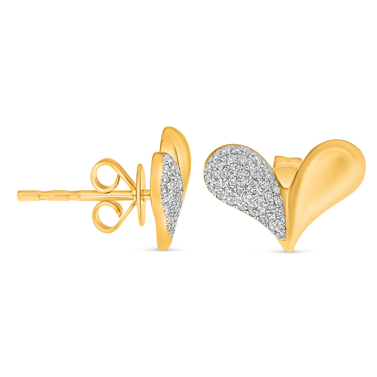 14K Yellow Gold Round Diamond Cluster Earrings