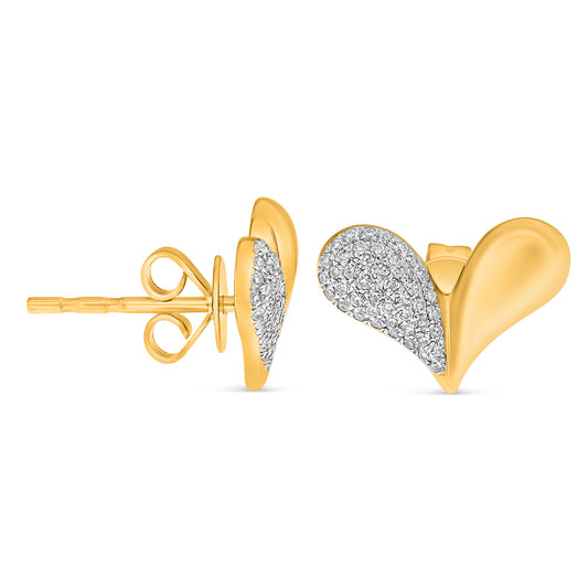 14K Yellow Gold Round Diamond Cluster Earrings