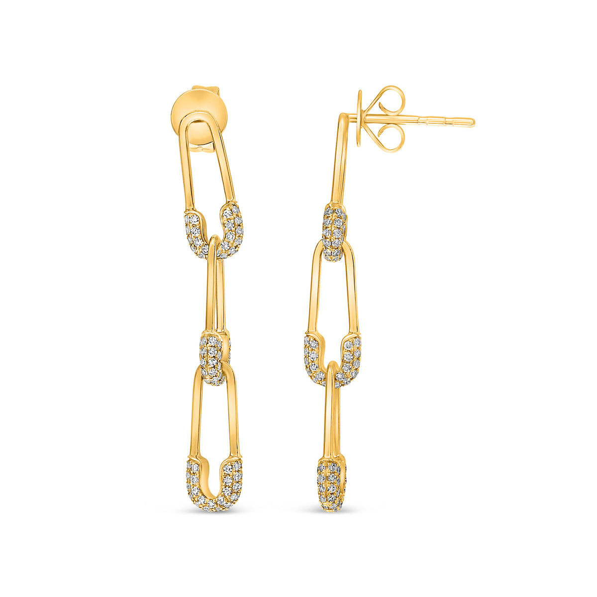 14K Yellow Gold Round Diamond Earrings