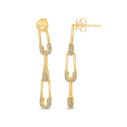 14K Yellow Gold Round Diamond Earrings