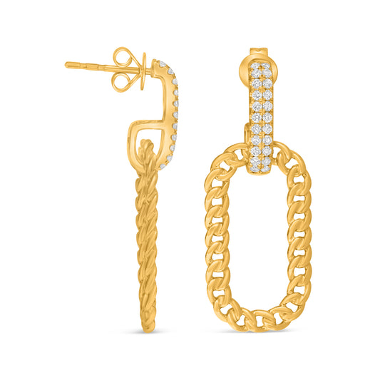 14K Yellow Gold Round Diamond Earrings
