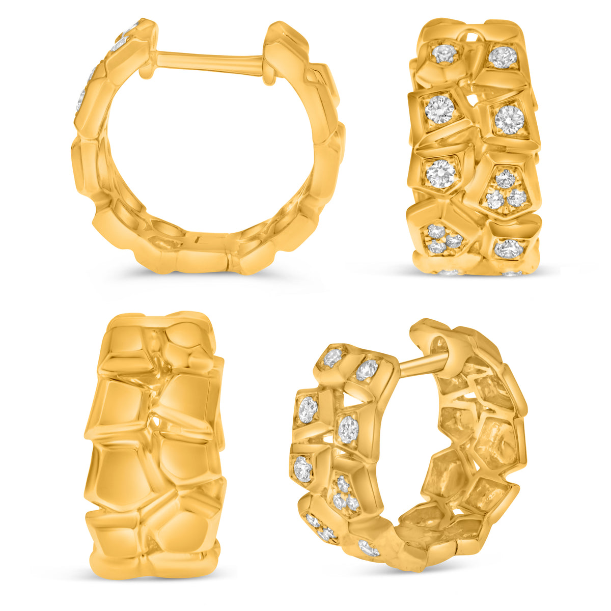 14K Yellow Gold Round Diamond Earrings