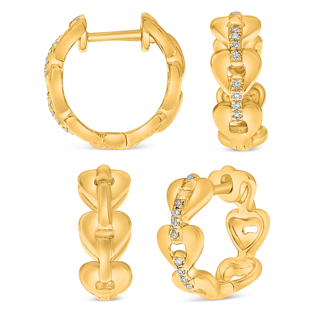 14K Yellow Gold Round Diamond Earrings