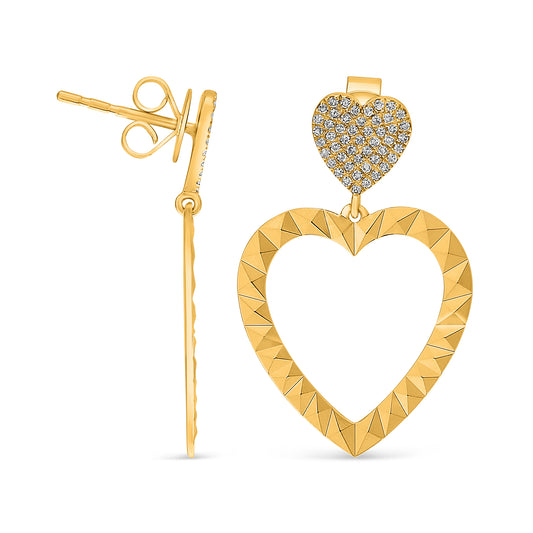 14K Yellow Gold Round Diamond Cluster Earrings