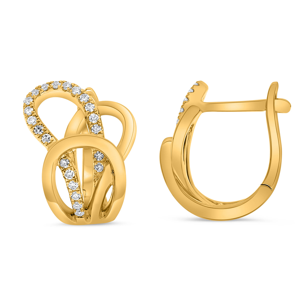14K Yellow Gold Round Diamond Earrings