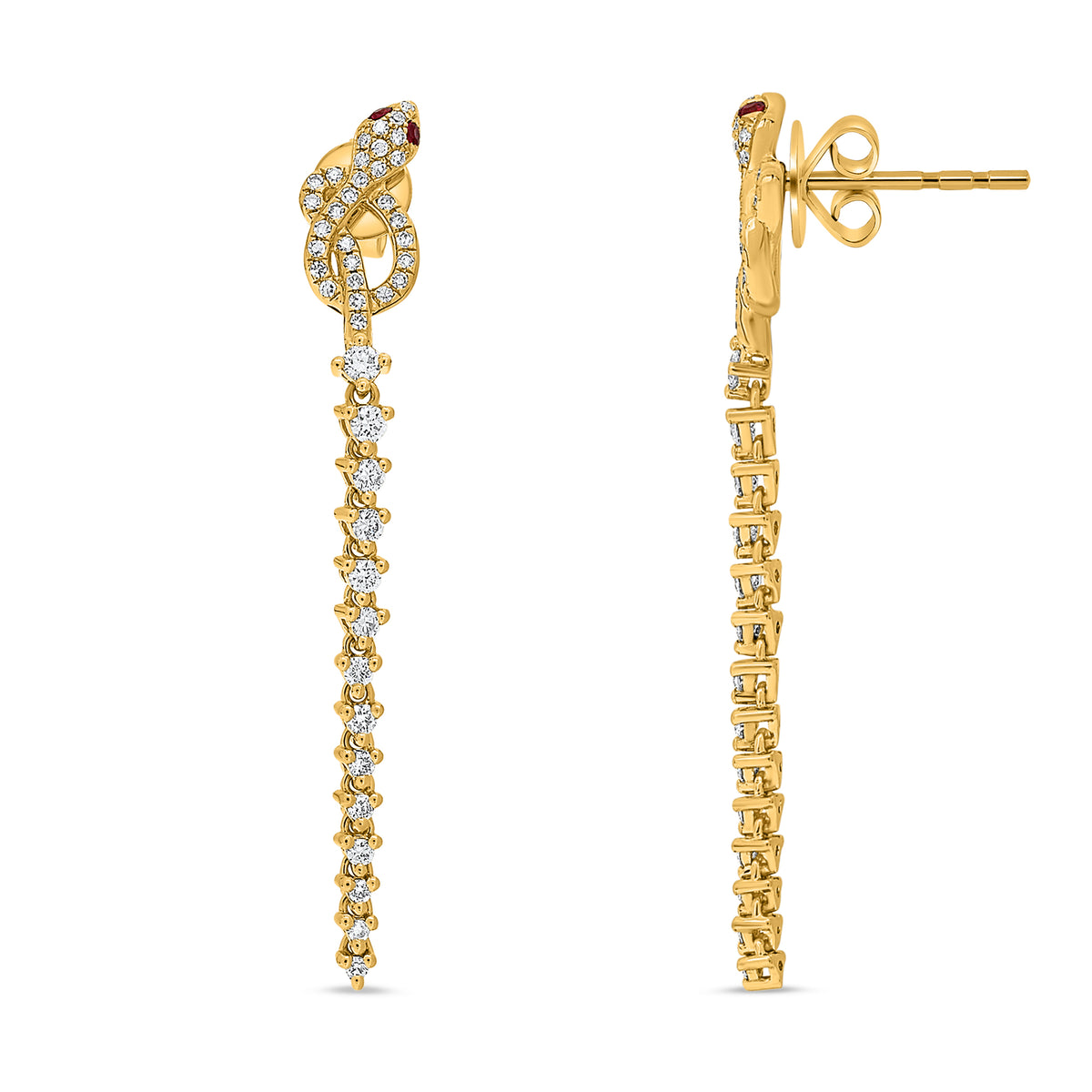 14K Yellow Gold Round Ruby Earrings