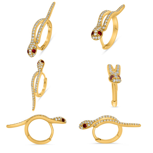 14K Yellow Gold Round Ruby Earrings