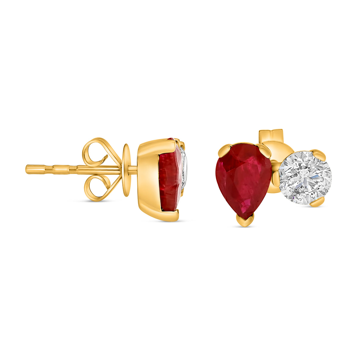 14K Yellow Gold Pear Ruby Earrings