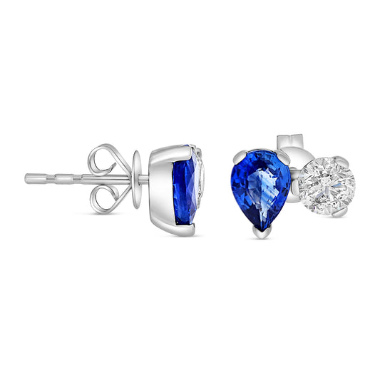 14K White Gold Pear Sapphire Earrings