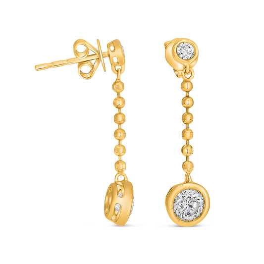 14K Yellow Gold Round Diamond Earrings