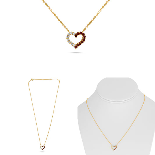 14K Yellow Gold Round Ruby Necklace