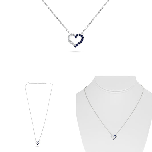 14K White Gold Round Sapphire Necklace