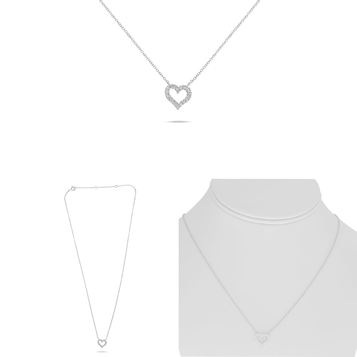 14K White Gold Round Diamond Necklace