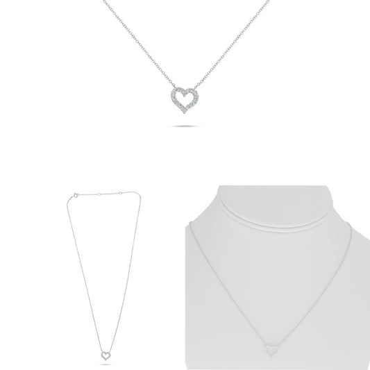 14K White Gold Round Diamond Necklace