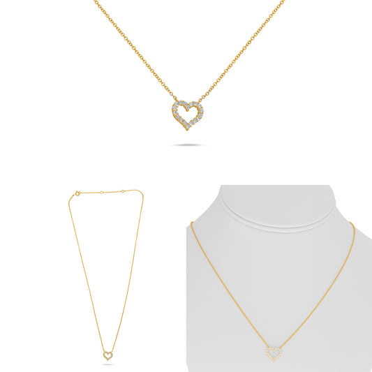 14K Yellow Gold Round Diamond Necklace
