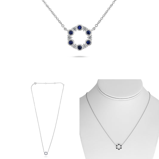 14K White Gold Sapphire Necklace