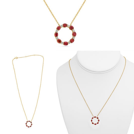 14K Yellow Gold Oval Ruby Necklace