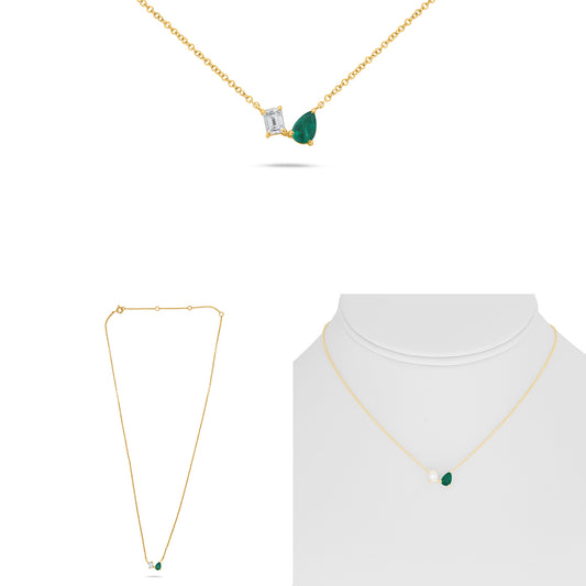 14K Yellow Gold Emerald Necklace