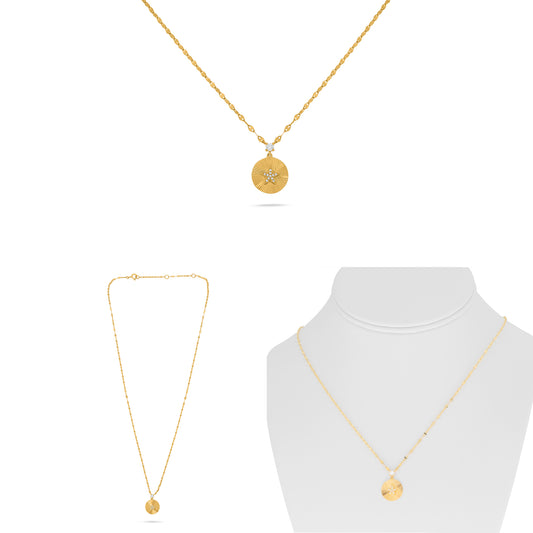 14K Yellow Gold Round Diamond Necklace