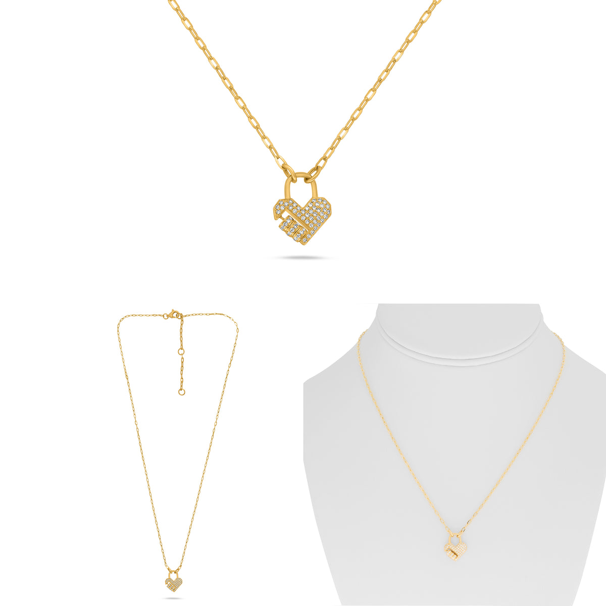 14K Yellow Gold Round Diamond Necklace