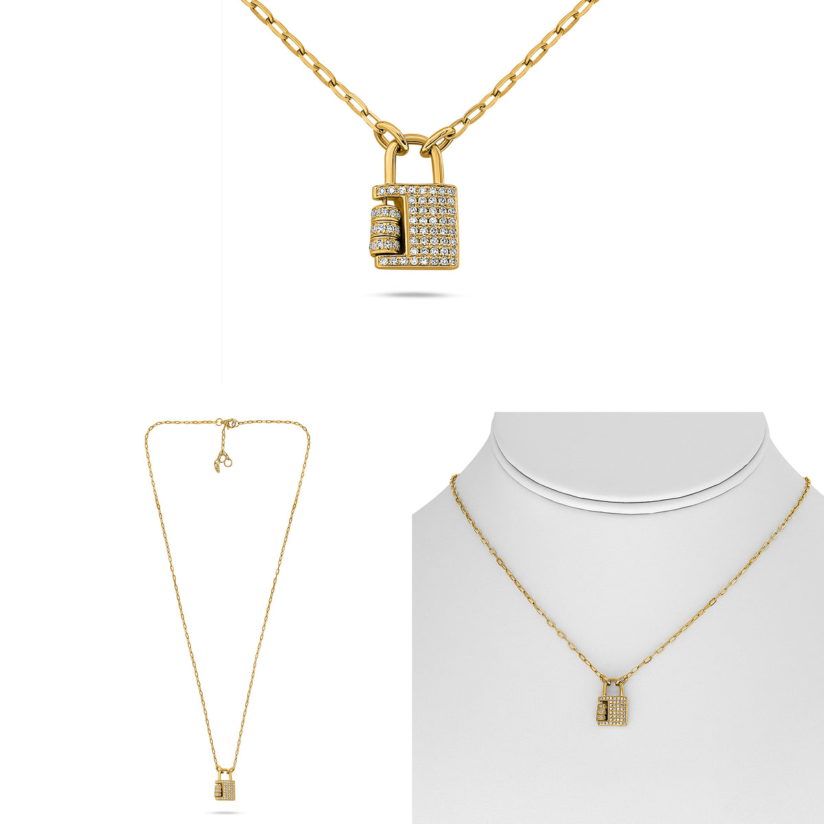 14K Yellow Gold Round Diamond Necklace
