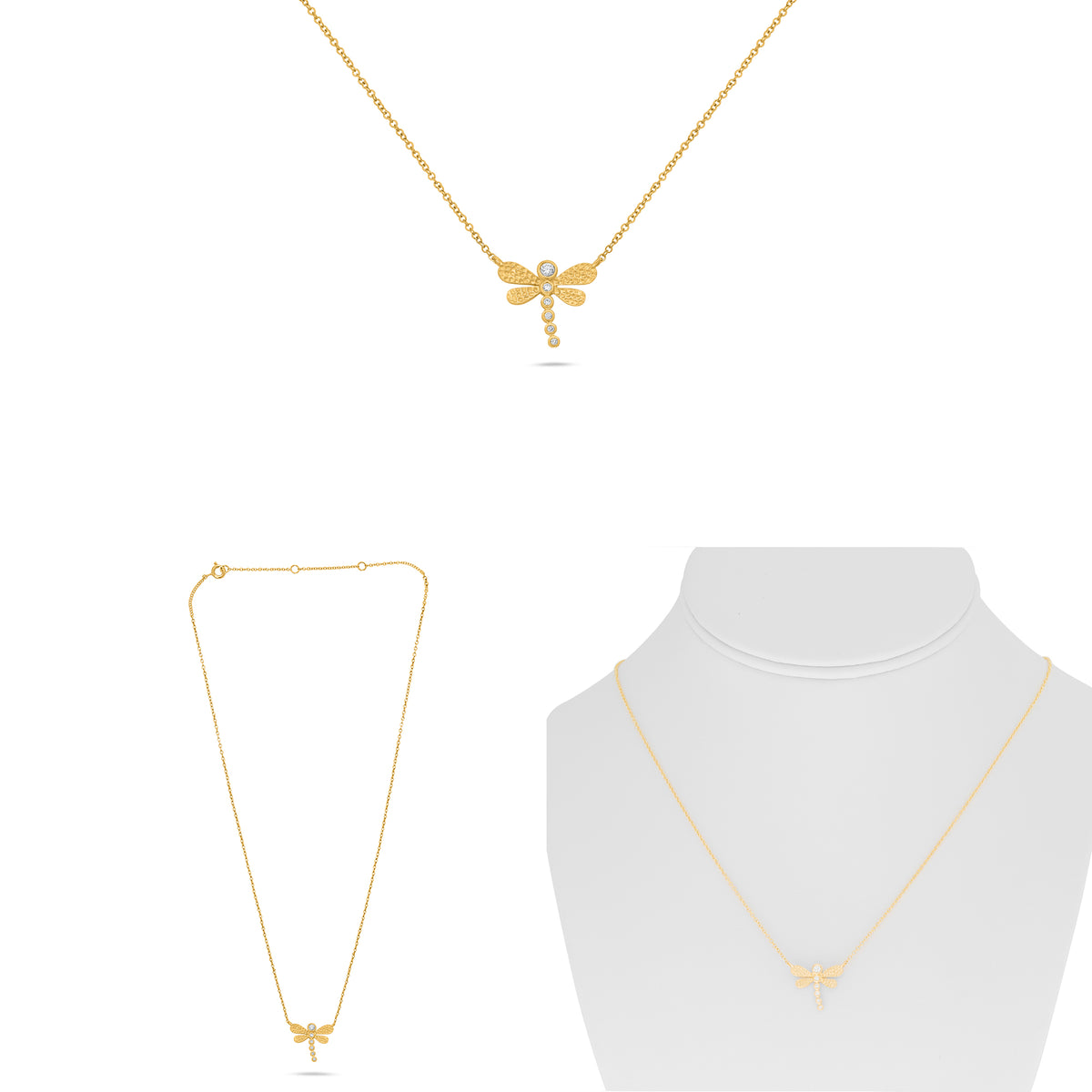 14K Yellow Gold Round Diamond Necklace