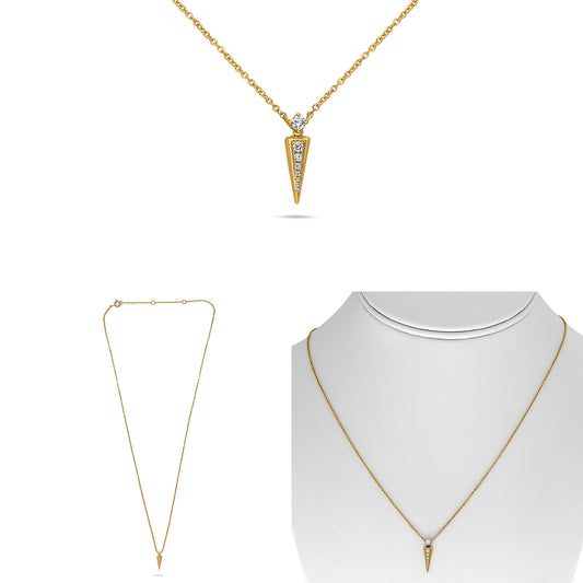 14K Yellow Gold Round Diamond Necklace