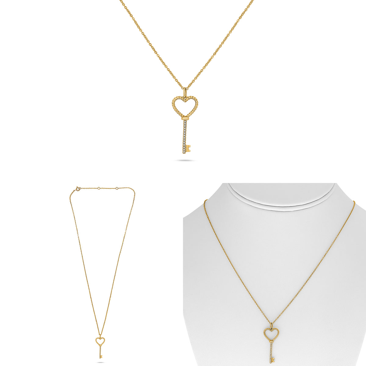 14K Yellow Gold Round Diamond Necklace