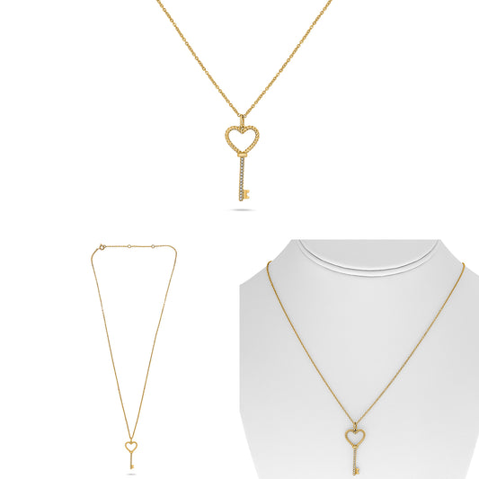 14K Yellow Gold Round Diamond Necklace