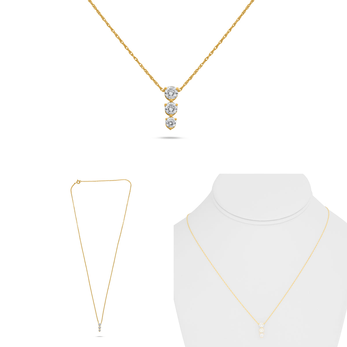 14K Yellow Gold Round Diamond Necklace