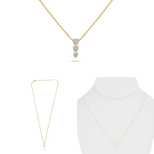 14K Yellow Gold Round Diamond Necklace